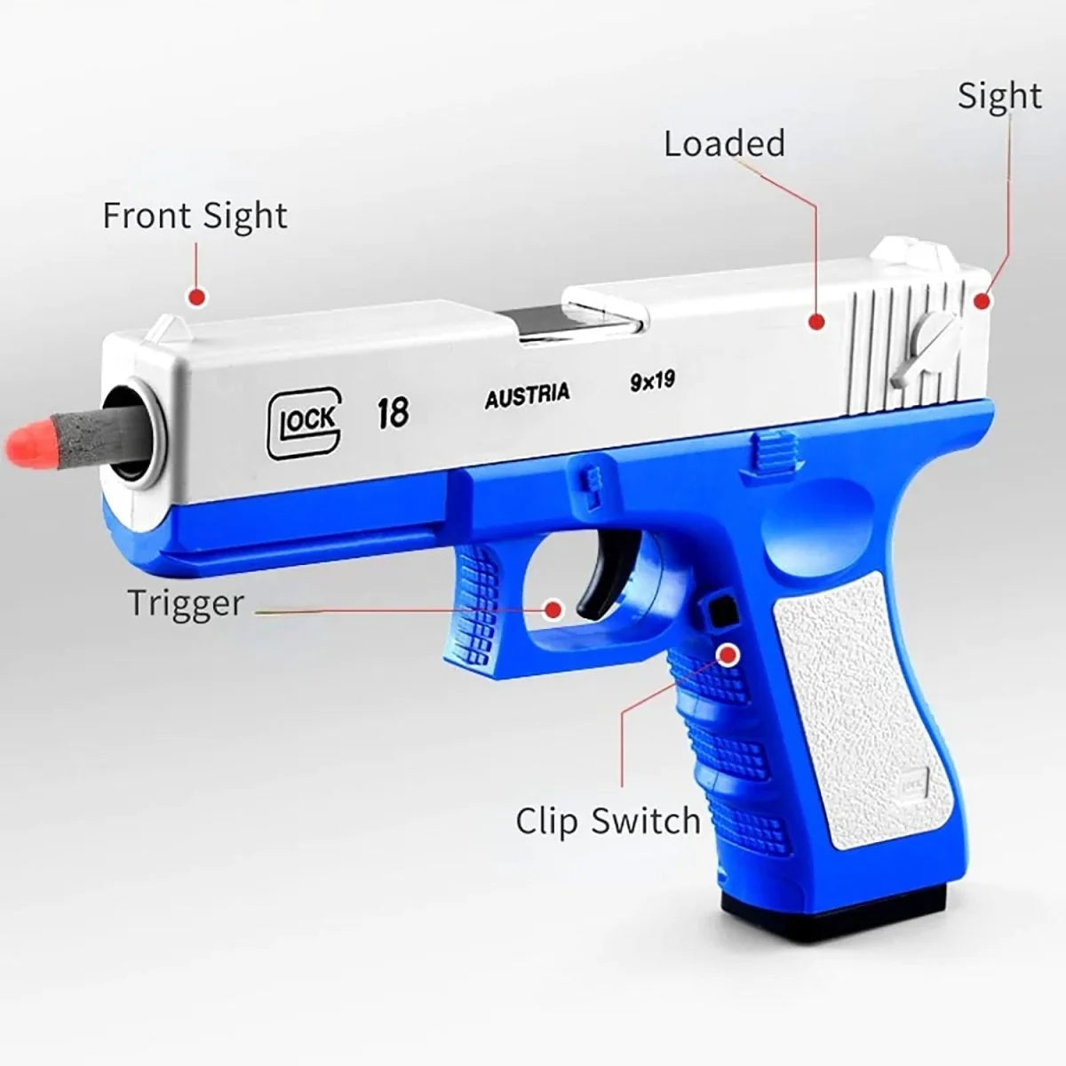 2TK Glock Eject Mechanism Gun with Ejecting Toy Pistol for Kids