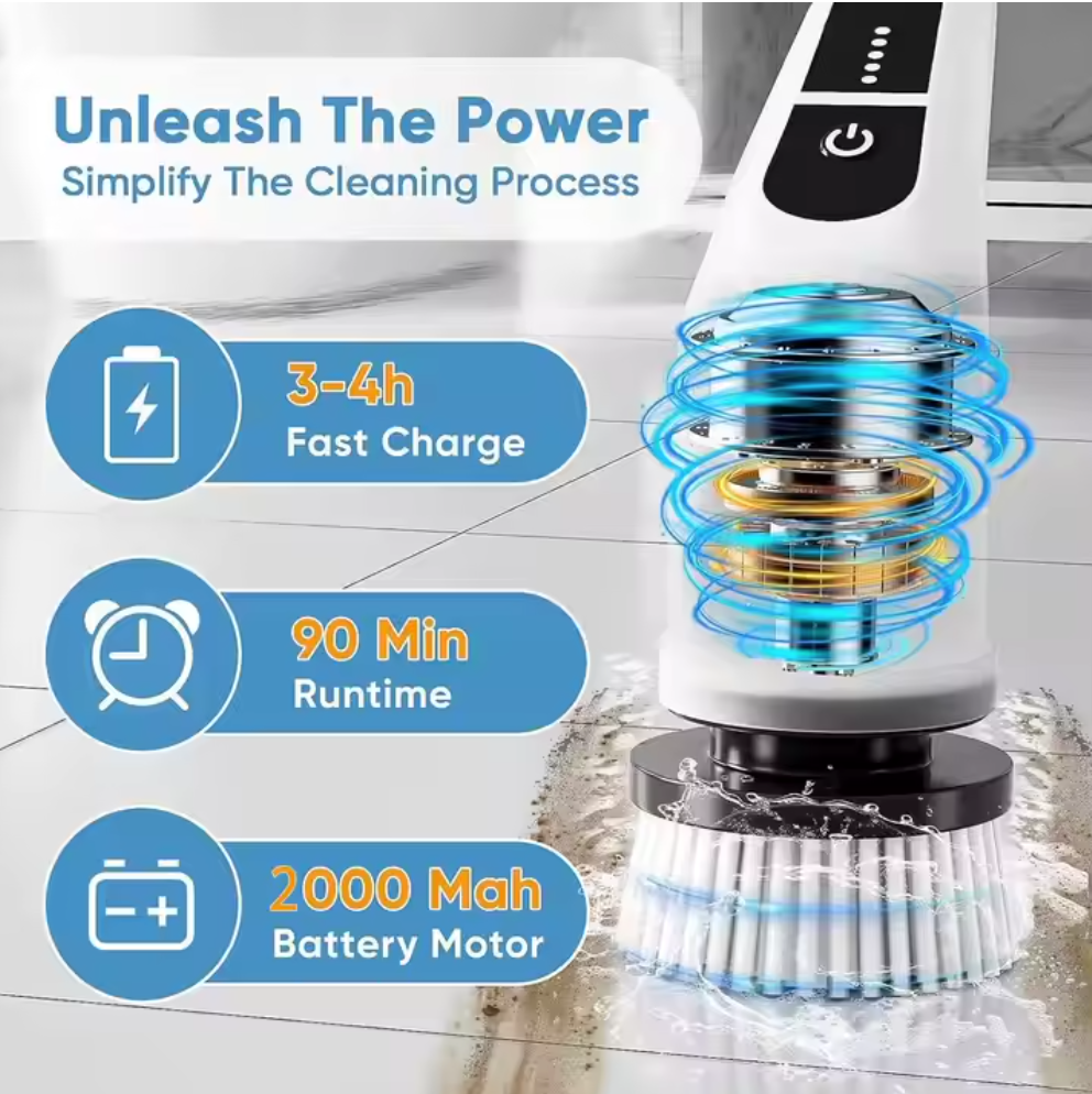Electric Spin Scrubber Waterproof Bathroom 360 Cordless Cleaner Brush