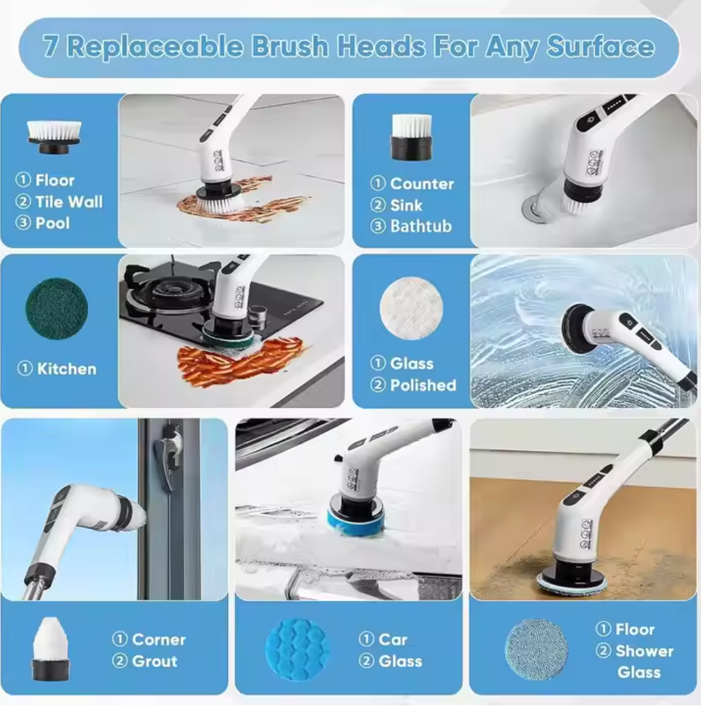 Electric Spin Scrubber Waterproof Bathroom 360 Cordless Cleaner Brush