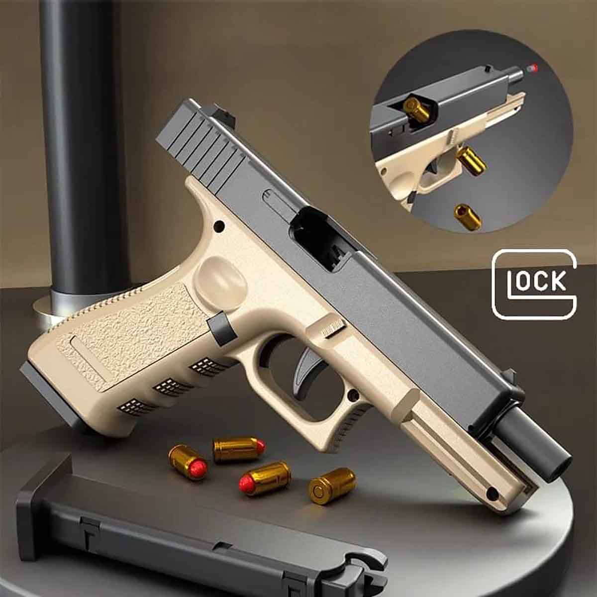 2TK Glock Eject Mechanism Gun with Ejecting Toy Pistol for Kids