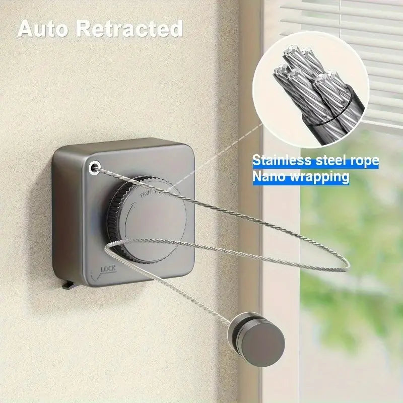 🇺🇬 4 Meters Most Powerful Drill-Free Invisible Adjustable Clothesline