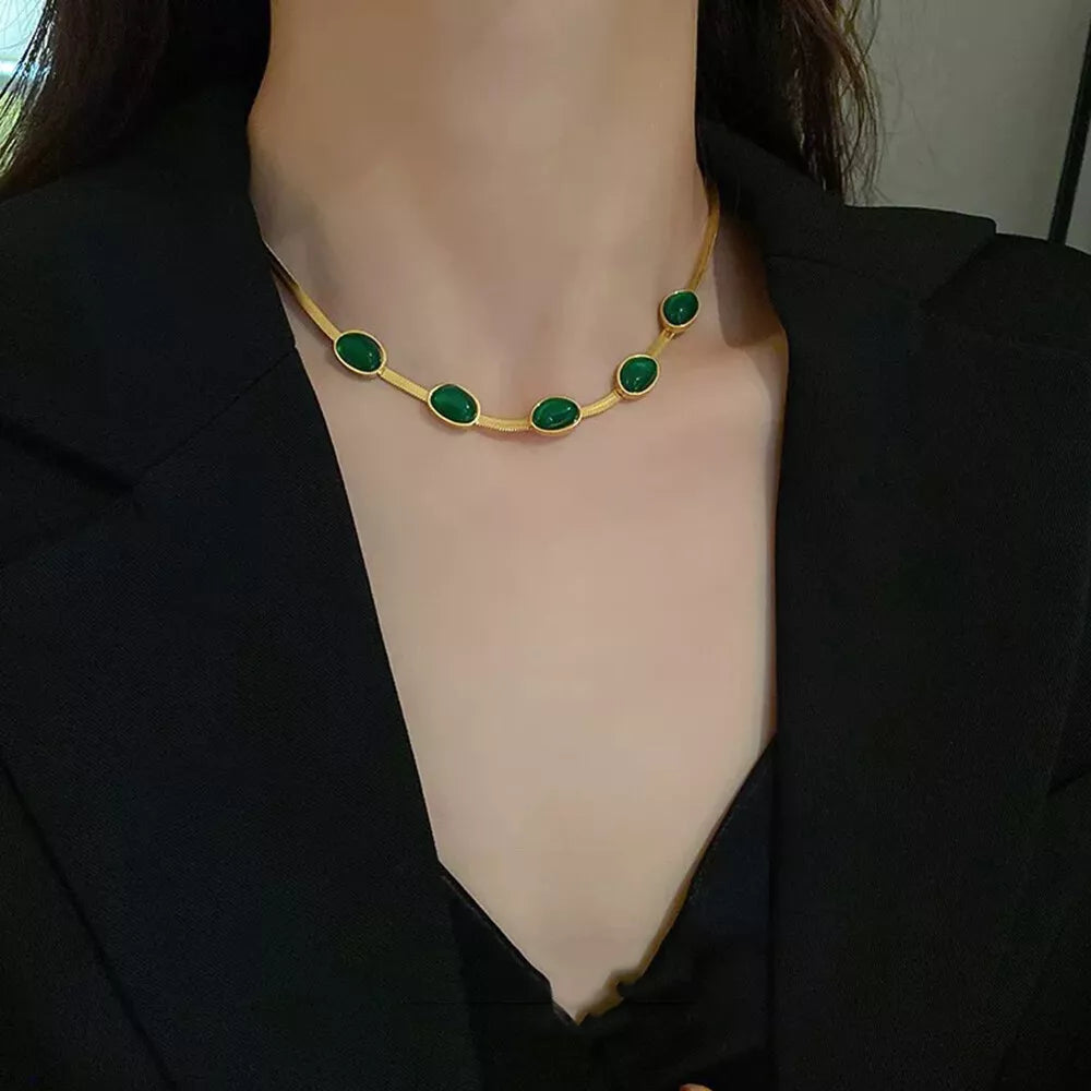 Elegant Green Crystal Jewelry Set