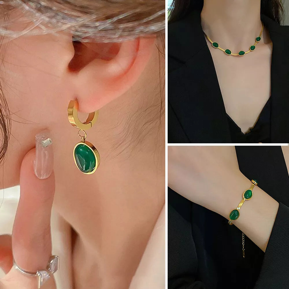 Elegant Green Crystal Jewelry Set