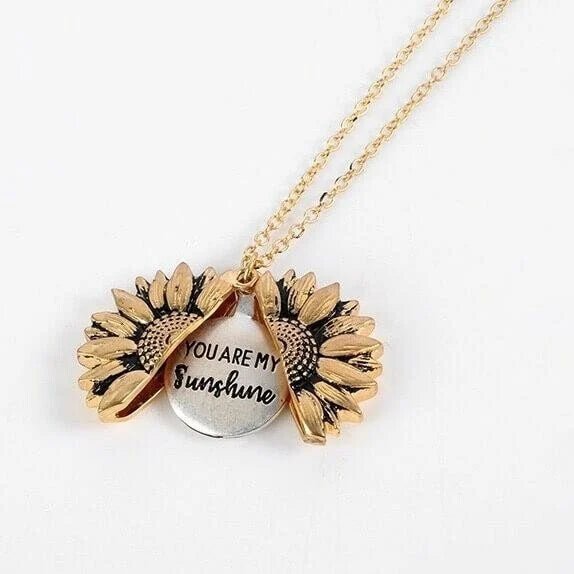 🇺🇬 🌞"You Are My Sunshine" Sunflower Necklace🌻(Double-sided engraving)