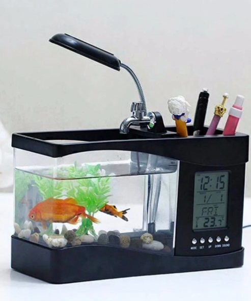 ATC® USB fish tank for home or desktop with unique features and calming natural sounds.