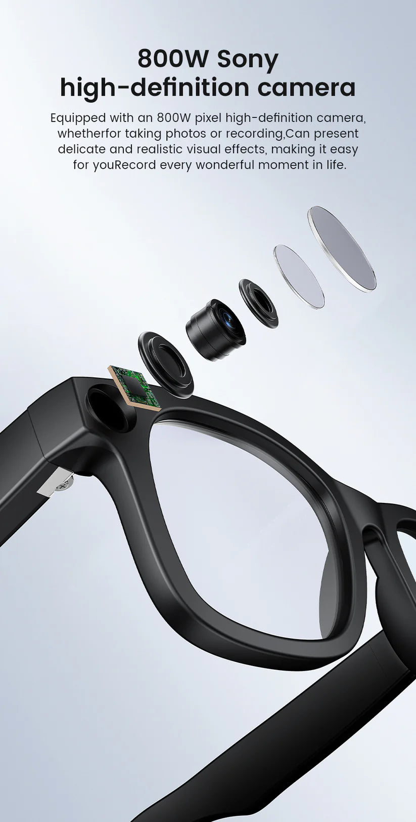 CyanVue AI Smart Glasses – 8MP Camera Glasses with Music & Call Features