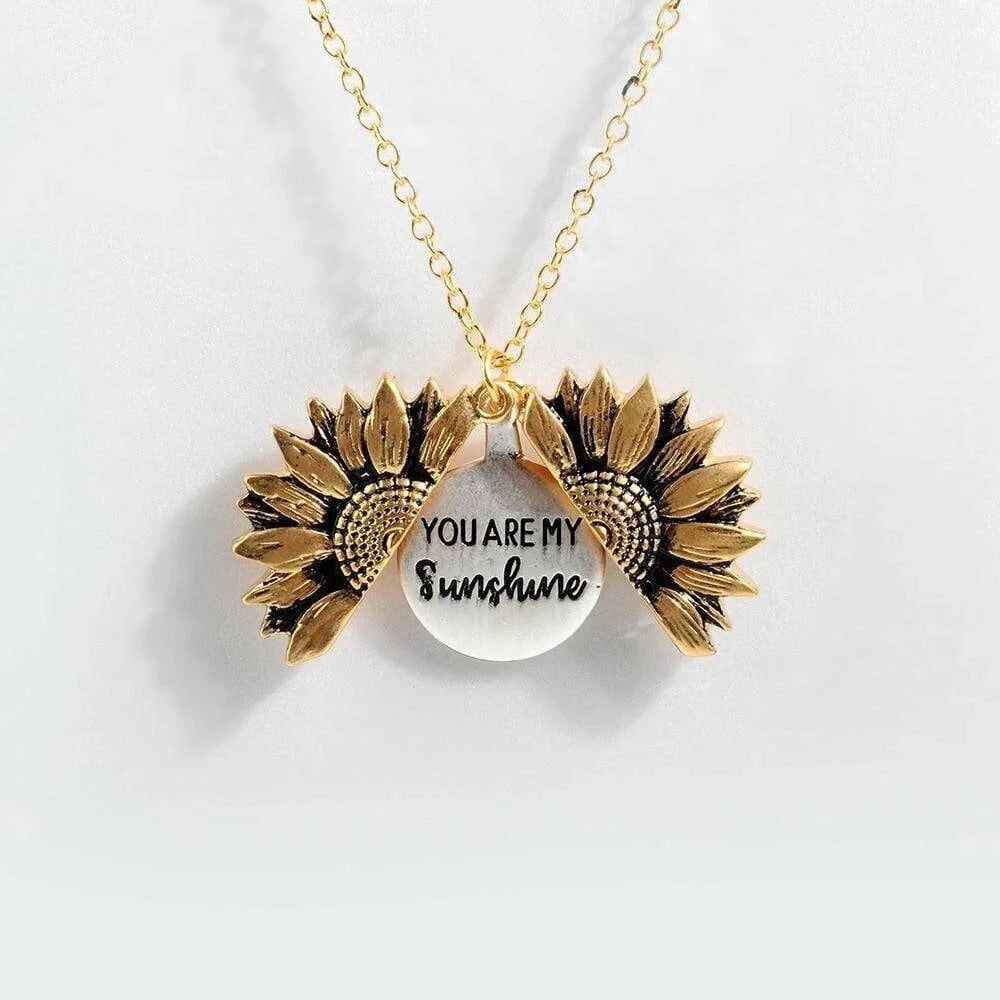 🇺🇬 🌞"You Are My Sunshine" Sunflower Necklace🌻(Double-sided engraving)