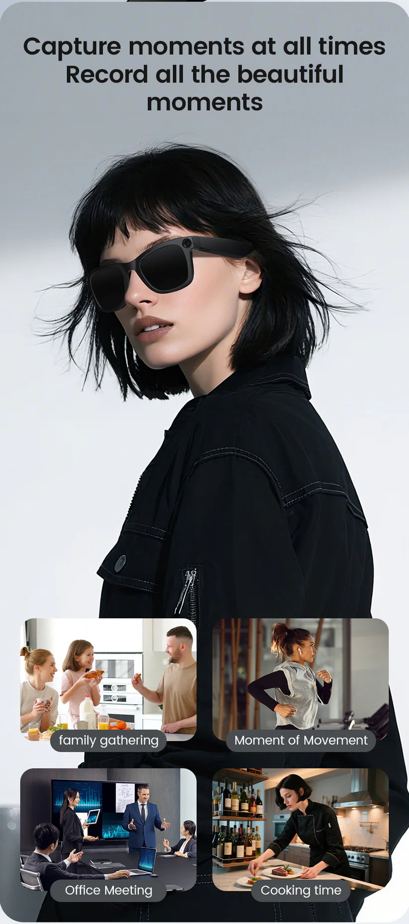CyanVue AI Smart Glasses – 8MP Camera Glasses with Music & Call Features