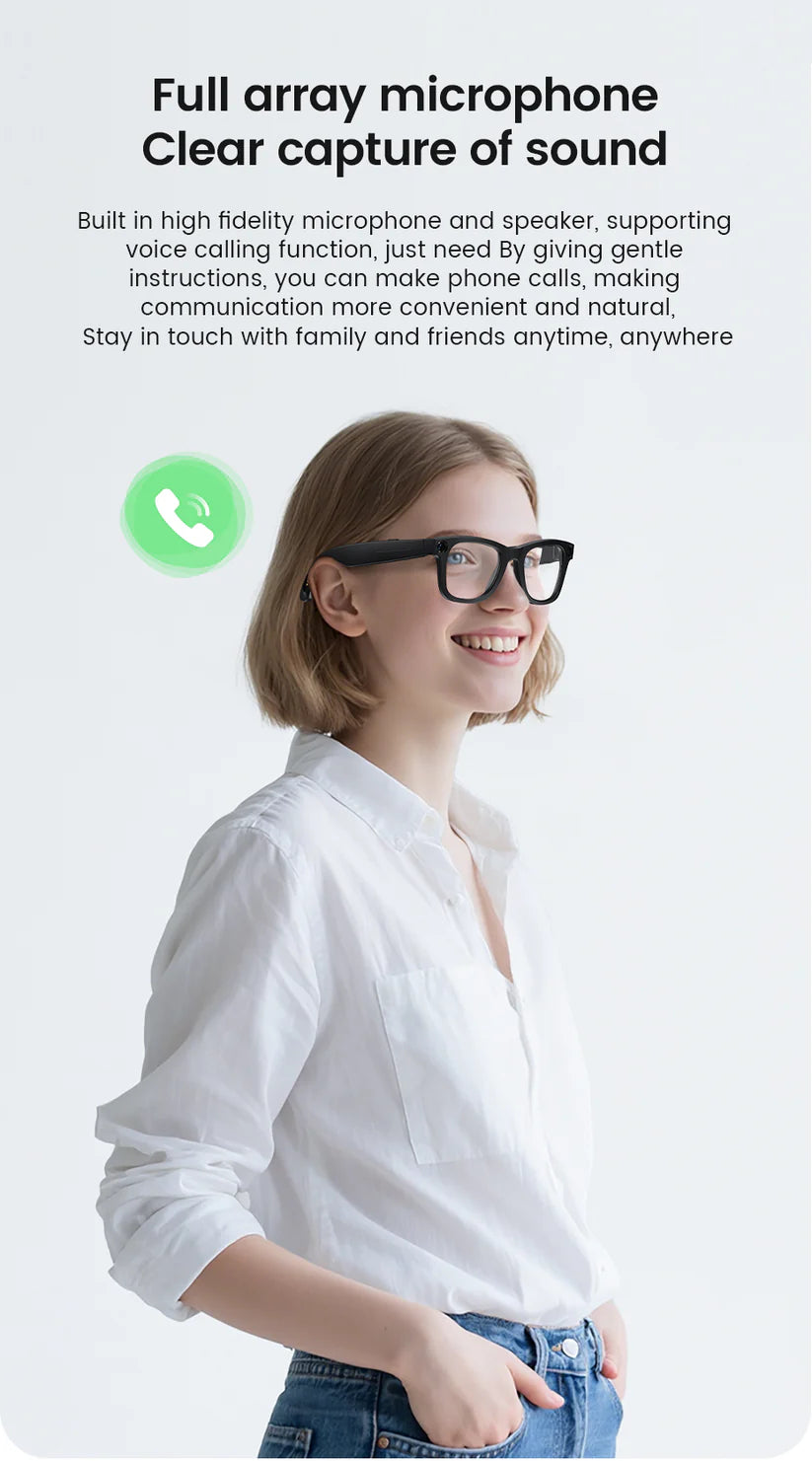 CyanVue AI Smart Glasses – 8MP Camera Glasses with Music & Call Features