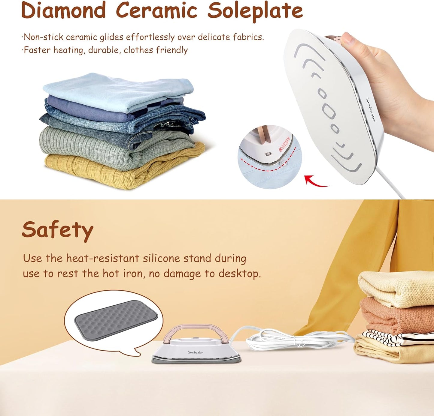 Newbealer Travel Iron with Dual Voltage - 120V/220V
