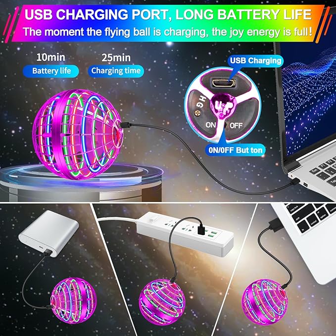 Flying Orb Ball Toy,2026 Upgraded Parachute LED