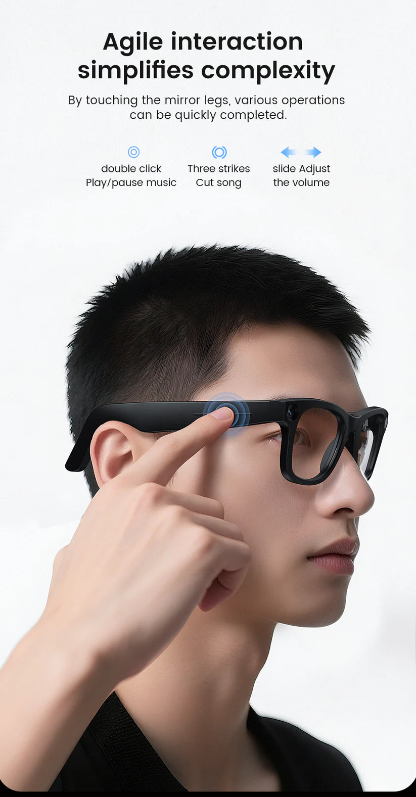 CyanVue AI Smart Glasses – 8MP Camera Glasses with Music & Call Features