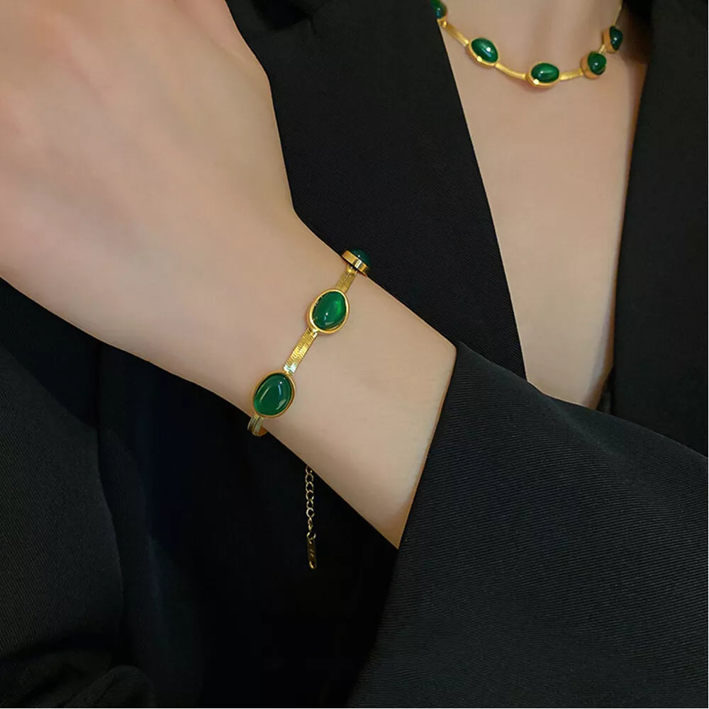 Elegant Green Crystal Jewelry Set